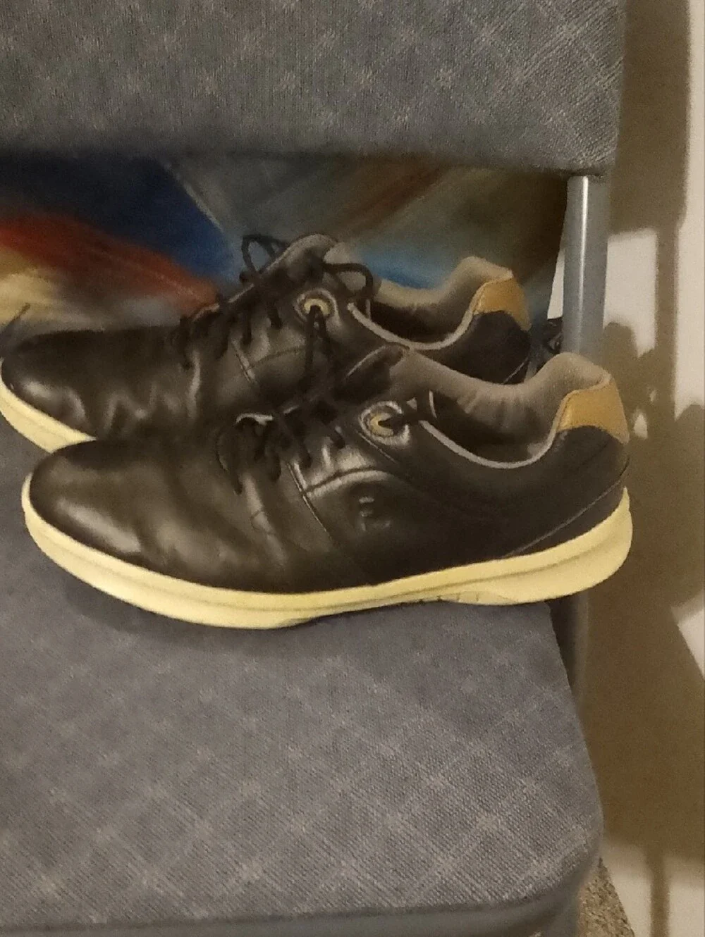 Men's Black Leather Sneakers with Cream Sole